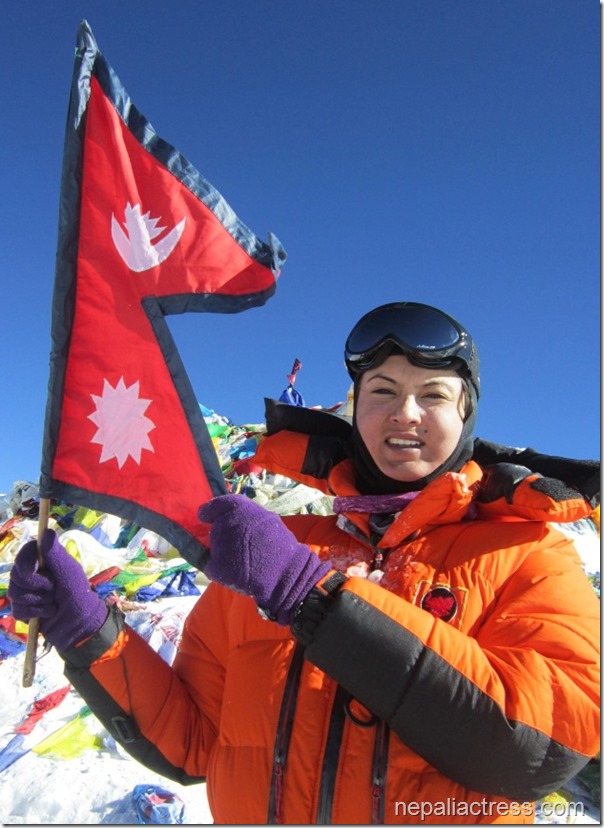 nisha adhikari on top of Mt. everest