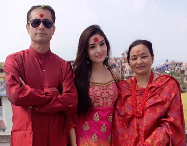 kri actress aditi budhathoki with her father and mother